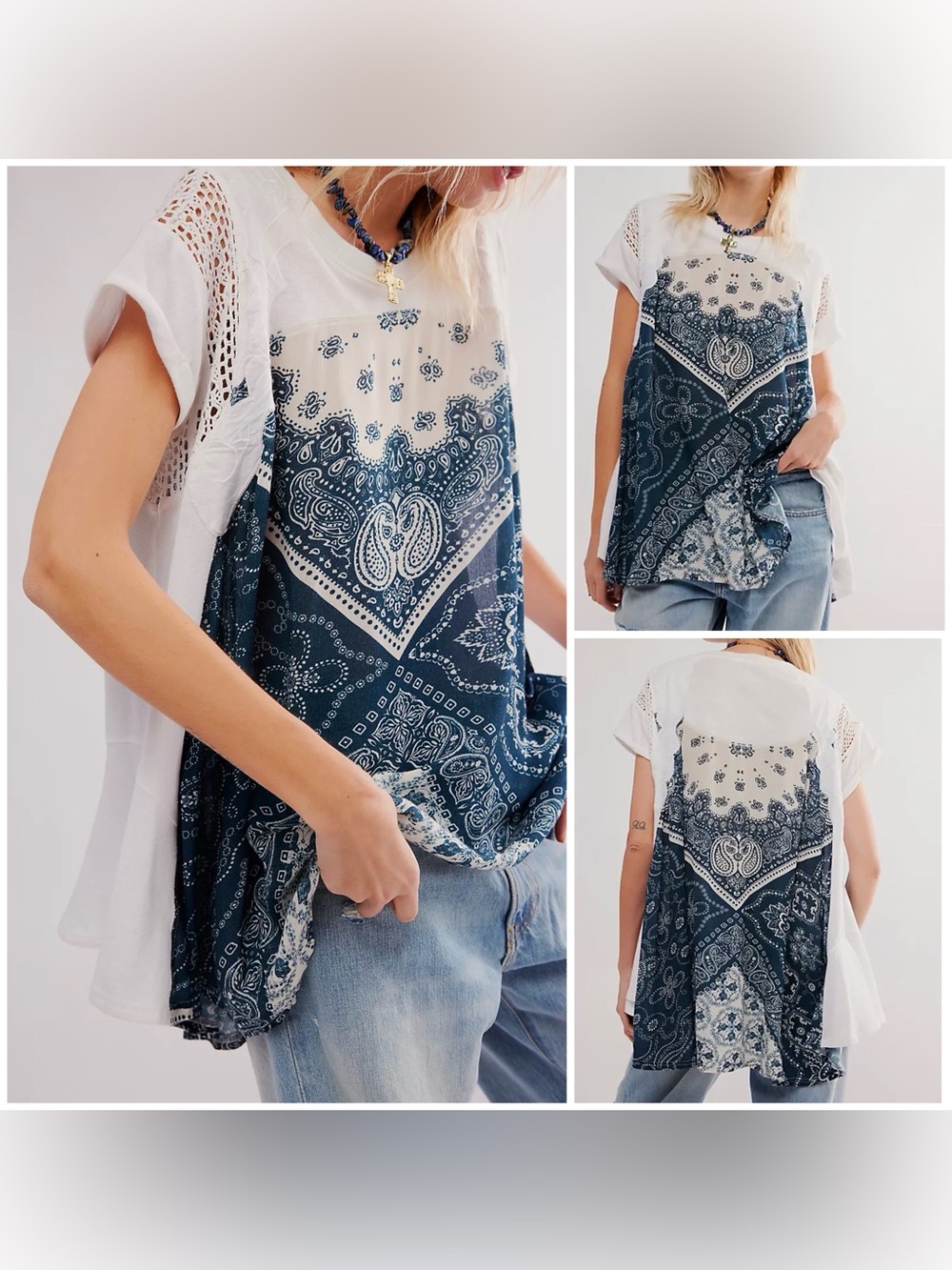 NWT Free People Shay Tunic - navy combo - small